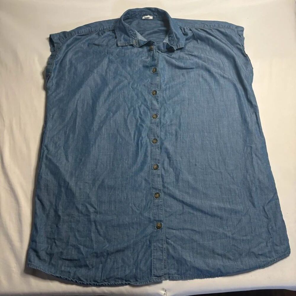 Ana Blue Denim Sleeveless Button Down dress Size XXL | Women’s Collared Top